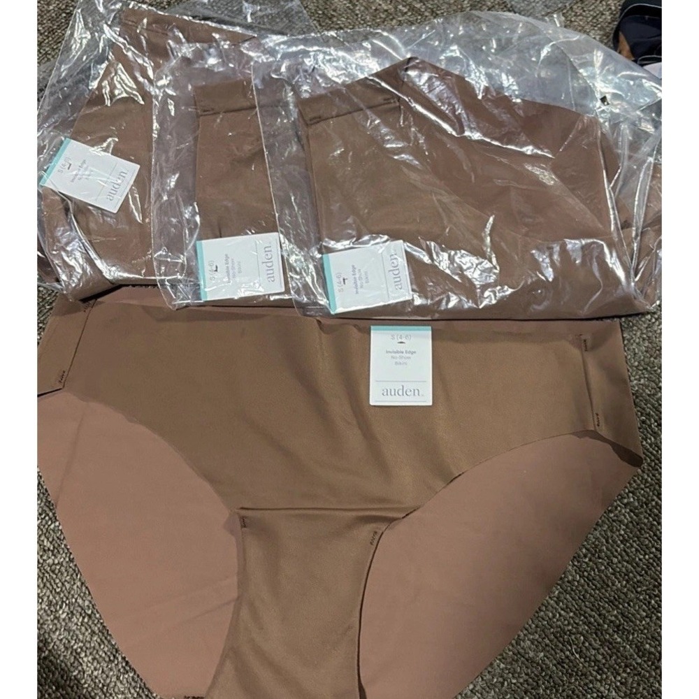 (4) Pairs Auden Brown Hipster Panty No Show Bikini Size: Small (4-6)
